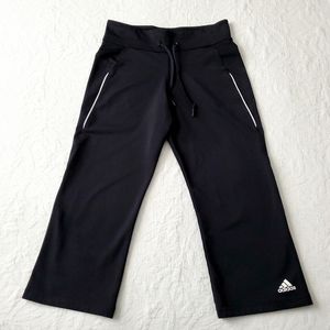 Adidas Cropped Black Yoga Athletic Pants With Drawstring Waist, Size Small